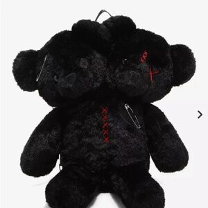 two headed goth teddy bear backpack